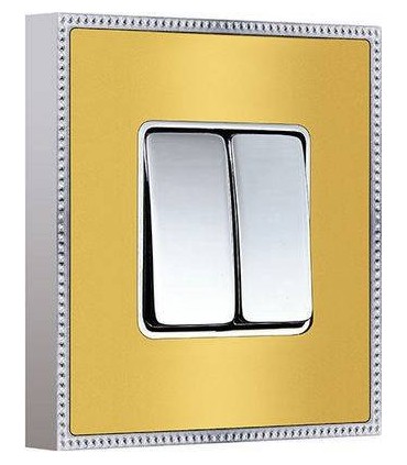 Двухклавишный выключатель в сборе FEDE BELLE EPOQUE METAL CHROME, bright gold + bright chrome FD01401CB