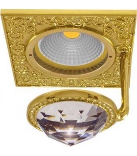 Квадратный точечный светильник с крупным кристаллом FEDE SAN SEBASTIAN CRYSTAL DE LUXE блестящее золото FD1033CLOB