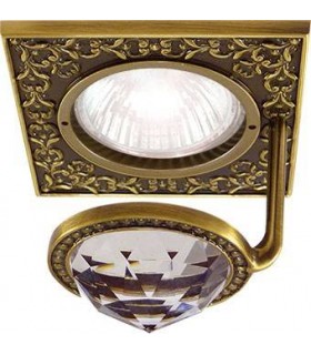 Квадратный точечный светильник с крупным кристаллом FEDE SAN SEBASTIAN CRYSTAL DE LUXE патина FD1033CLPB
