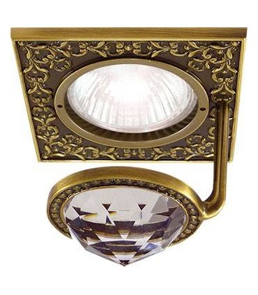 Квадратный точечный светильник с крупным кристаллом FEDE SAN SEBASTIAN CRYSTAL DE LUXE патина FD1033CLPB