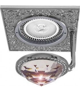 Квадратный точечный светильник с крупным кристаллом FEDE SAN SEBASTIAN CRYSTAL DE LUXE блестящий хром FD1033CLCB