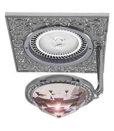 Квадратный точечный светильник с крупным кристаллом FEDE SAN SEBASTIAN CRYSTAL DE LUXE блестящий хром FD1033CLCB