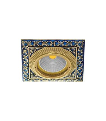 Квадратный точечный светильник из латуни, FEDE SMALTO ITALIANO SAN SEBASTIAN BLUE SAPPHIRE FD1005AZEN