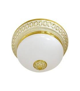 Накладной светильник FEDE BILBAO II DECO из латуни с матовым плафоном (на 2 лампы), золото с белой патиной FD1060SOP