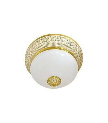 Накладной светильник FEDE BILBAO II DECO из латуни с матовым плафоном (на 2 лампы), золото с белой патиной FD1060SOP
