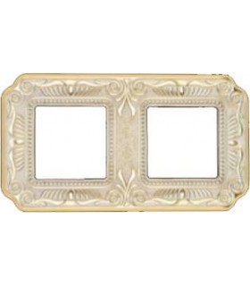 Рамка на 2 поста гор/верт FEDE TOSCANA FIRENZE, gold white patina FD01362OP