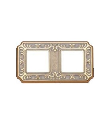 Рамка на 2 поста гор/верт FEDE TOSCANA SIENA, gold white patina FD01352OP