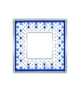 Рамка на 1 пост гор/верт FEDE VINTAGE PORCELAIN, BLUE LYS - Bright Chrome FD01341AZCB