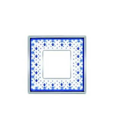 Рамка на 1 пост гор/верт FEDE VINTAGE PORCELAIN, BLUE LYS - Bright Chrome FD01341AZCB
