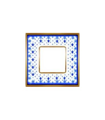 Рамка на 1 пост гор/верт FEDE VINTAGE PORCELAIN, BLUE LYS - Bright Gold FD01341AZOB