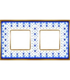 Рамка на 2 поста гор/верт FEDE VINTAGE PORCELAIN, BLUE LYS - Bright Gold FD01342AZOB