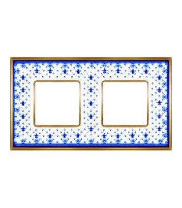 Рамка на 2 поста гор/верт FEDE VINTAGE PORCELAIN, BLUE LYS - Bright Gold FD01342AZOB