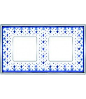 Рамка на 2 поста гор/верт FEDE VINTAGE PORCELAIN, BLUE LYS - Bright Chrome FD01342AZCB