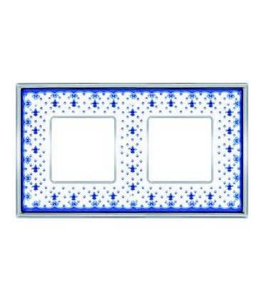 Рамка на 2 поста гор/верт FEDE VINTAGE PORCELAIN, BLUE LYS - Bright Chrome FD01342AZCB