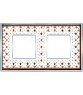Рамка на 2 поста гор/верт FEDE VINTAGE PORCELAIN, BROWN LYS - Bright Chrome FD01342MACB