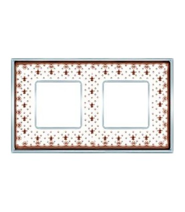 Рамка на 2 поста гор/верт FEDE VINTAGE PORCELAIN, BROWN LYS - Bright Chrome FD01342MACB