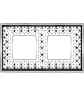 Рамка на 2 поста гор/верт FEDE VINTAGE PORCELAIN, BLACK LYS - Bright Chrome FD01342NECB