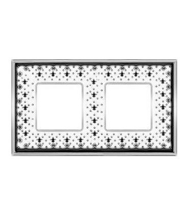 Рамка на 2 поста гор/верт FEDE VINTAGE PORCELAIN, BLACK LYS - Bright Chrome FD01342NECB