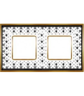 Рамка на 2 поста гор/верт FEDE VINTAGE PORCELAIN, BLACK LYS - Bright Gold FD01342NEOB