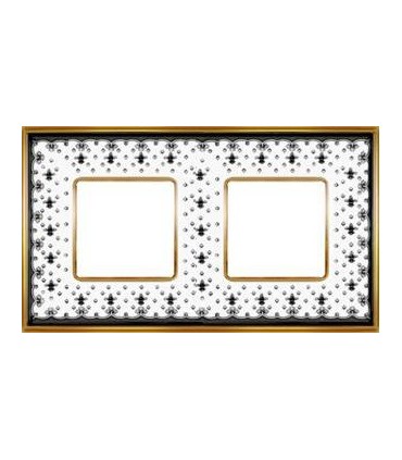 Рамка на 2 поста гор/верт FEDE VINTAGE PORCELAIN, BLACK LYS - Bright Gold FD01342NEOB
