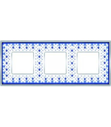 Рамка на 3 поста гор/верт FEDE VINTAGE PORCELAIN, BLUE LYS - Bright Chrome FD01343AZCB