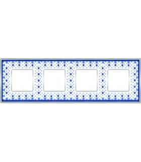 Рамка на 4 поста гор/верт FEDE VINTAGE PORCELAIN, BLUE LYS - Bright Chrome FD01344AZCB