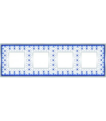 Рамка на 4 поста гор/верт FEDE VINTAGE PORCELAIN, BLUE LYS - Bright Chrome FD01344AZCB
