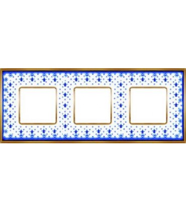 Рамка на 3 поста гор/верт FEDE VINTAGE PORCELAIN, BLUE LYS - Bright Gold FD01343AZOB