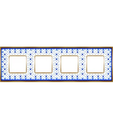 Рамка на 4 поста гор/верт FEDE VINTAGE PORCELAIN, BLUE LYS - Bright Gold FD01344AZOB