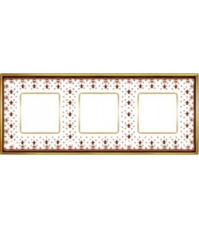 Рамка на 3 поста гор/верт FEDE VINTAGE PORCELAIN, BROWN LYS - Bright Gold FD01343MAOB