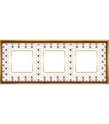 Рамка на 3 поста гор/верт FEDE VINTAGE PORCELAIN, BROWN LYS - Bright Gold FD01343MAOB
