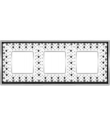 Рамка на 3 поста гор/верт FEDE VINTAGE PORCELAIN, BLACK LYS - Bright Chrome FD01343NECB