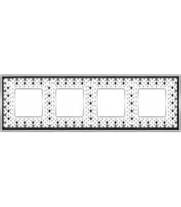 Рамка на 4 поста гор/верт FEDE VINTAGE PORCELAIN, BLACK LYS - Bright Chrome FD01344NECB