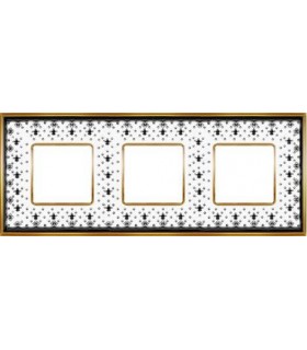 Рамка на 3 поста гор/верт FEDE VINTAGE PORCELAIN, BLACK LYS - Bright Gold FD01343NEOB