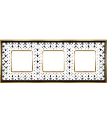Рамка на 3 поста гор/верт FEDE VINTAGE PORCELAIN, BLACK LYS - Bright Gold FD01343NEOB