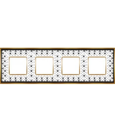 Рамка на 4 поста гор/верт FEDE VINTAGE PORCELAIN, BLACK LYS - Bright Gold FD01344NEOB