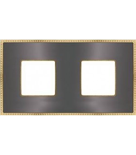 Рамка на 2 поста гор/верт FEDE BELLE EPOQUE METAL GOLD, graphite + bright gold FD01432GROB