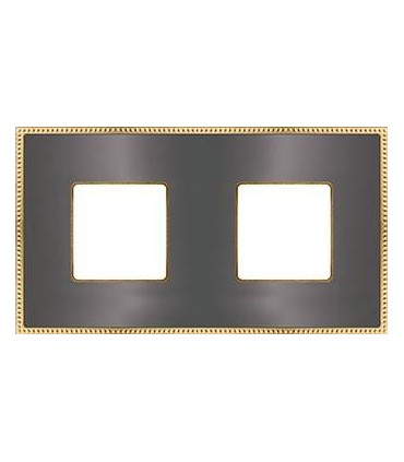 Рамка на 2 поста гор/верт FEDE BELLE EPOQUE METAL GOLD, graphite + bright gold FD01432GROB
