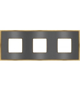 Рамка на 3 поста гор/верт FEDE BELLE EPOQUE METAL GOLD, graphite + bright gold FD01433GROB