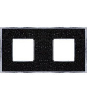 Рамка на 2 поста гор/верт FEDE BELLE EPOQUE CORINTO, blackquartz-bright chrome FD01462BQCB