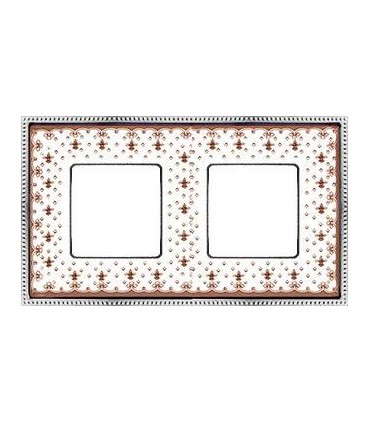 Рамка на 2 поста гор/верт FEDE BELLE EPOQUE PORCELAIN, brown lys-bright chrome FD01472MACB