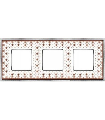 Рамка на 3 поста гор/верт FEDE BELLE EPOQUE PORCELAIN, brown lys-bright chrome FD01473MACB