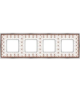 Рамка на 4 поста гор/верт FEDE BELLE EPOQUE PORCELAIN, brown lys-bright chrome FD01474MACB