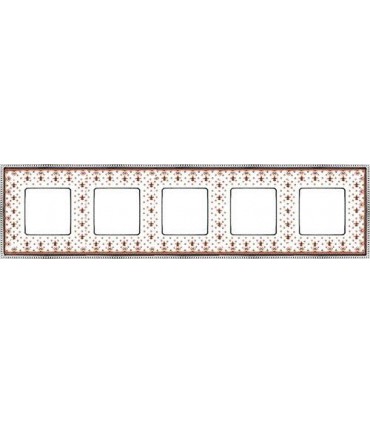 Рамка на 5 постов гор/верт FEDE BELLE EPOQUE PORCELAIN, brown lys-bright chrome FD01475MACB
