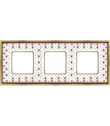 Рамка на 3 поста гор/верт FEDE BELLE EPOQUE PORCELAIN, brown lys-bright gold FD01473MAOB