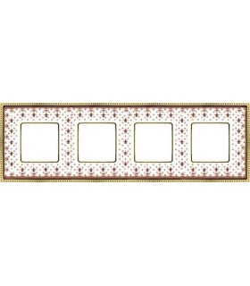Рамка на 4 поста гор/верт FEDE BELLE EPOQUE PORCELAIN, brown lys-bright gold FD01474MAOB