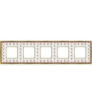 Рамка на 5 постов гор/верт FEDE BELLE EPOQUE PORCELAIN, brown lys-bright gold FD01475MAOB