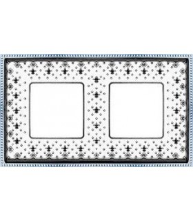 Рамка на 2 поста гор/верт FEDE BELLE EPOQUE PORCELAIN, black lys-bright chrome FD01472NECB