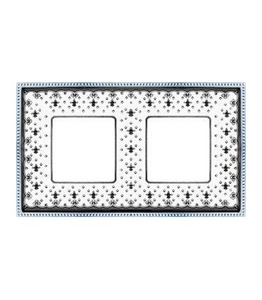 Рамка на 2 поста гор/верт FEDE BELLE EPOQUE PORCELAIN, black lys-bright chrome FD01472NECB