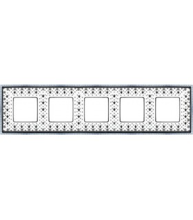 Рамка на 5 постов гор/верт FEDE BELLE EPOQUE PORCELAIN, black lys-bright chrome FD01475NECB